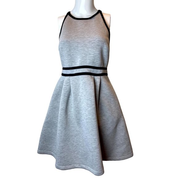 Mossimo Womens Fit & Flare Dress Color Block Crew Neck Gray Black Size Medium - Picture 2 of 7